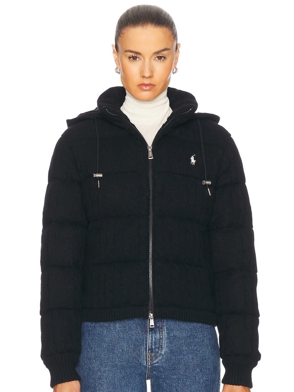 Polo Ralph Lauren Cable-Knit Hooded Down Coat